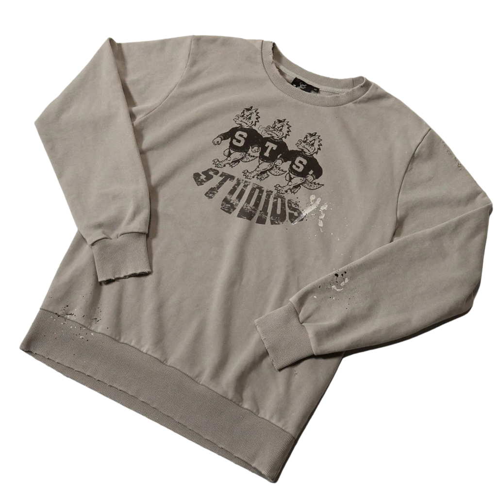 Grey Varsity Crewneck front