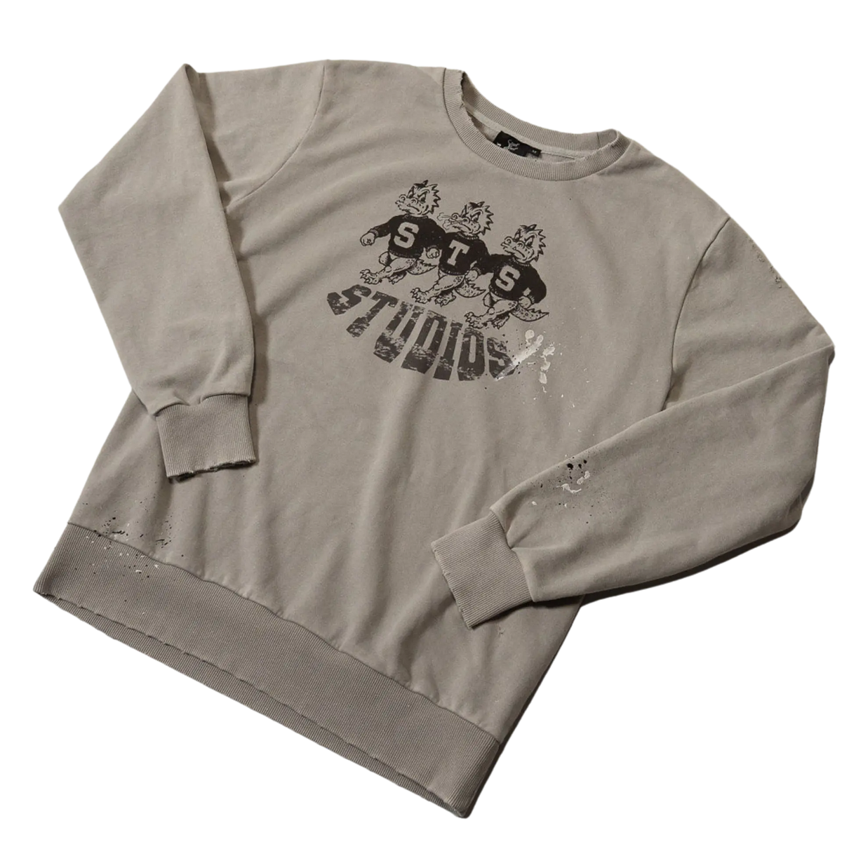 Grey Varsity Crewneck front