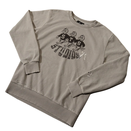 Grey Varsity Crewneck front