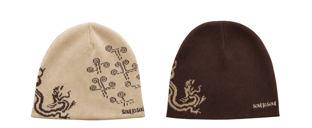 Soul Dragon Reversible Beanie - Chocolate / Sand