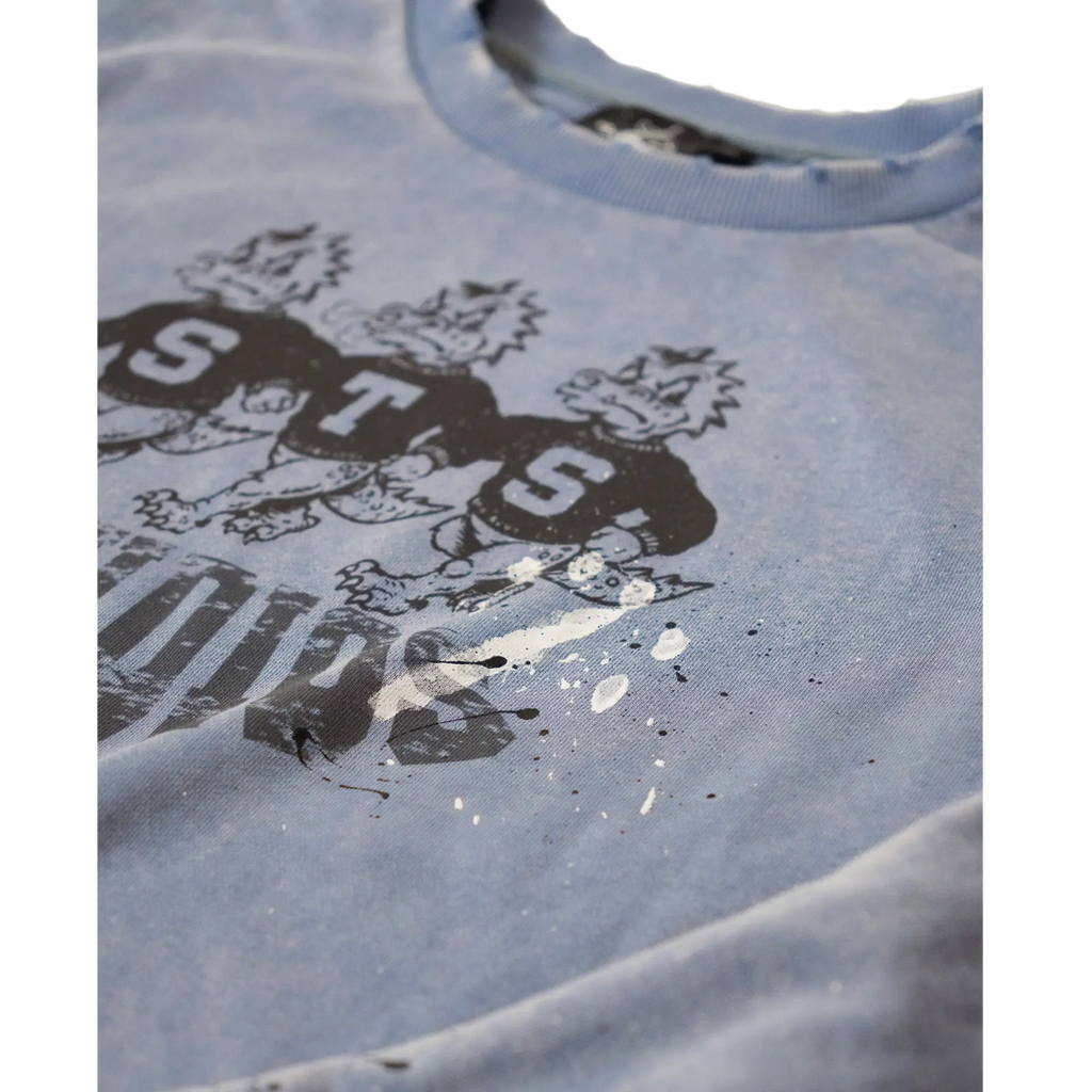 Blue Varsity Crewneck graphic detail